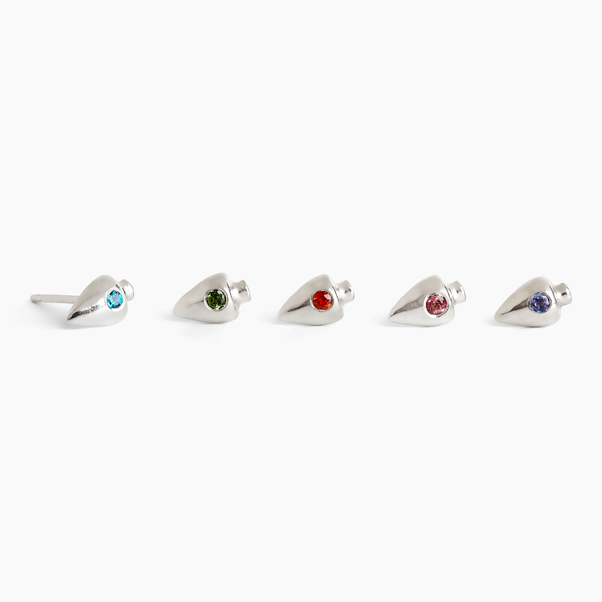 Ves silver stud earrings in five gemstones