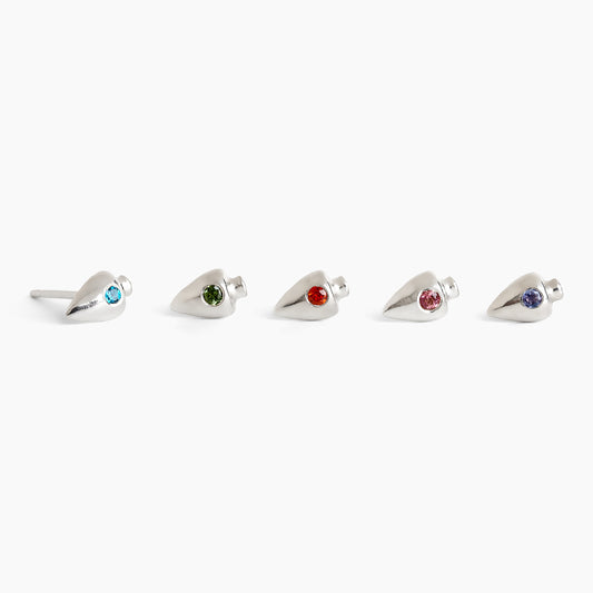 Ves silver stud earrings in five gemstones